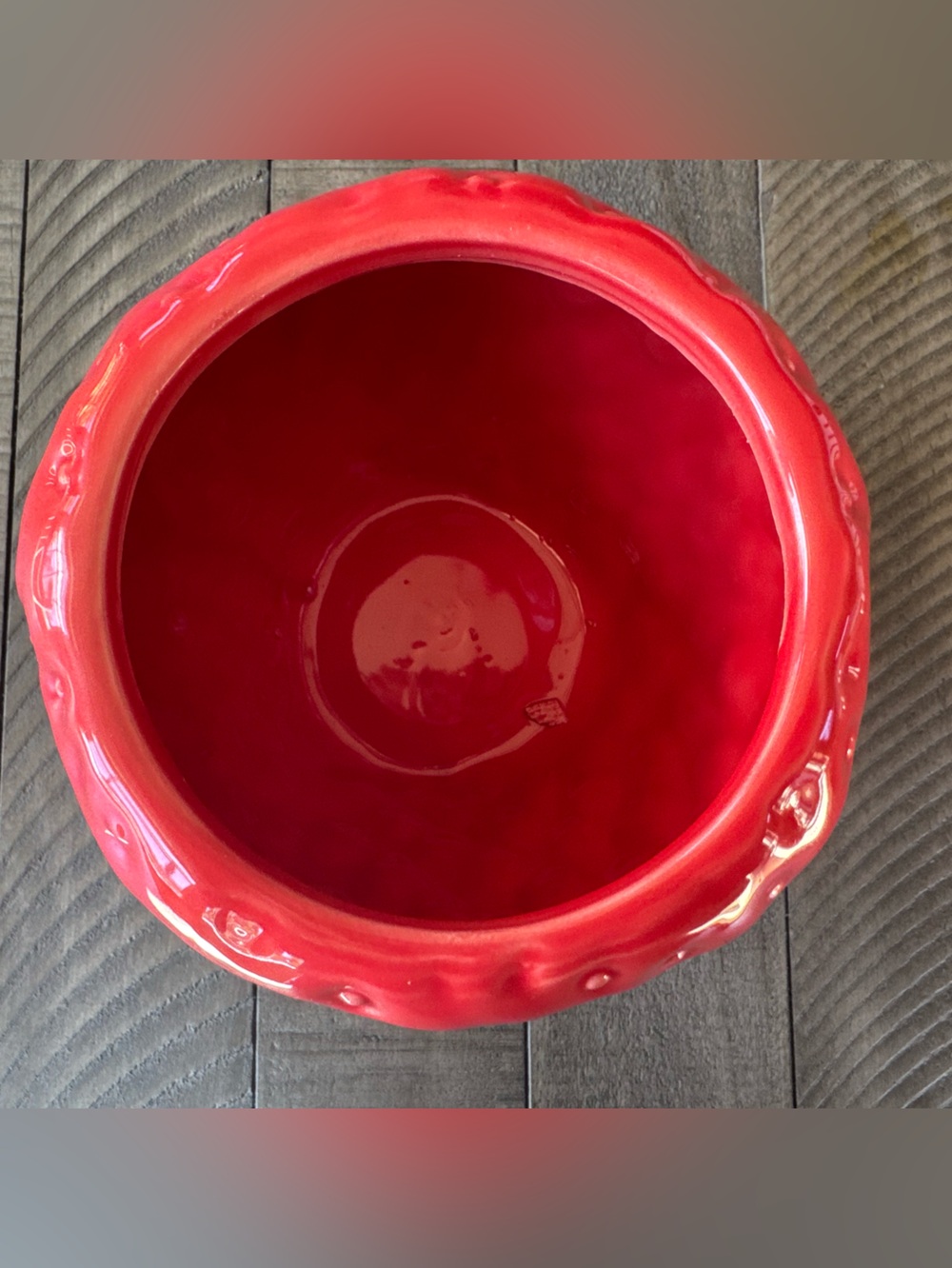 Red Ceramic Strawberry Orchid or Planter Pot - Picture 5 of 8